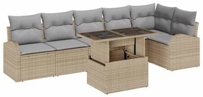 Kerti Kanapé Szett 7 pcs bézs és világosszürke 100 x 55 x 73 cm