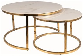 Portafino A dohányzóasztal szett fehér, arany 60/45 cm