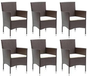 7 részes barna polyrattan kerti étkezőgarnitúra párnákkal
