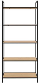 Fekete-natúr színű polcos állvány tölgyfa dekorral 70x156x35 cm Altino – Unique Furniture