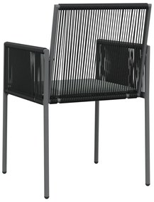 6 db fekete polyrattan kerti szék párnával 54x60,5x83,5 cm