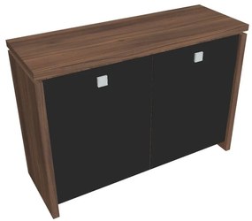 Verno alacsony szekrény 128 x 46 x 90 cm, üvegajtó, dió / fekete