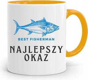 Sárga Horgász Bögre Legjobb Ajándék Nyomtatott Fotóval