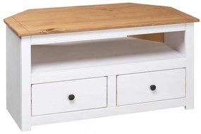 fehér tömör fenyőfa sarok TV-szekrény 93 x 49 x 49 cm