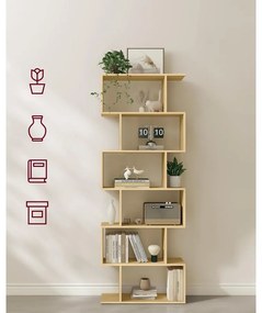 Könyvespolc, szabadon álló polc 24x70x190,5 cm, tölgy színben