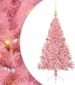 vidaXL Mesterséges, előre világított karácsonyi fa Rózsaszín 120 cm