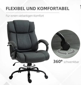 Vinsetto Főnöki irodai szék, forgószék párnázott karfákkal, teherbírás akár 220 kg, szövet, szürke