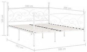 fehér fém ágykeret lécezett ágyráccsal 180 x 200 cm