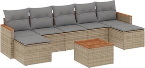 vidaXL 8 részes bézs polyrattan kerti ülőgarnitúra párnával