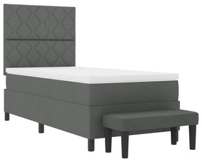 Box Spring Ágy Matraccal és Pad Sötétszürke 90x200 cm Szövet