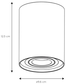 Lucide 22952/11/30 - TUBE 1xGU10/50W/230V fekete spotlámpa