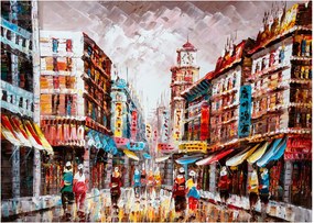 Kép - Hong Kong, olajfestmény (üvegen) (70x50 cm)