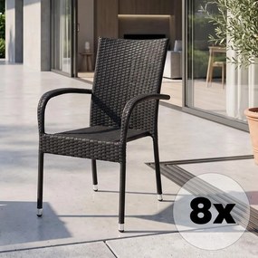 PARIS Kerti rattan szék szett - 8 db