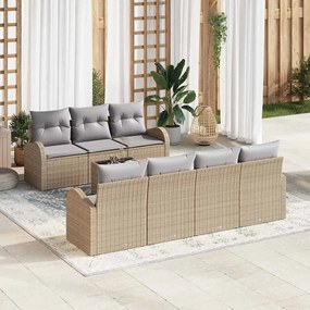 Kerti Kanapé Szett 8 pcs Bézs 55 x 55 x 37 cm polirattan