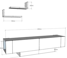 TV szekrény Matera - Walnut, White