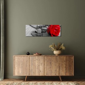 Egy vörös rózsa képe (órával) (90x30 cm)