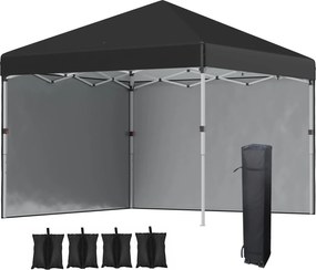 Outsunny Pop-up összecsukható kertiszín magasra állítható, UV 30+ védelemmel, 2 oldalfallal - hordtáskával - kültéri partihoz, eseményhez - 297 x 297