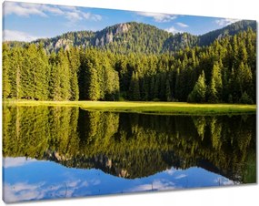 Vászonkép 100x70 Hegyi táj gyönyörű felhőkkel Fák a hegyekben