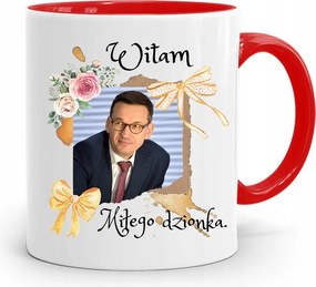 Piros Politikus Bögre Mateusz Morawiecki Miniszterelnök fényképes nyomtatással