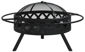 acél XXL méretű tűztál piszkavassal 70 cm