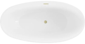 Mexen Bilbao, szabadon álló kád 180 x 90 cm, fehér-fekete, arany matt túlfolyó, 51311809075-55