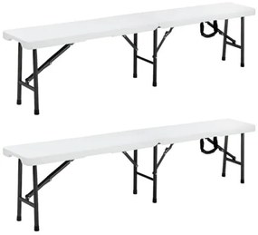 Casaria® 2 darabos összecsukható pad szett 180 cm - fehér