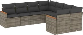 vidaXL 8 részes szürke polyrattan kerti ülőgarnitúra párnákkal
