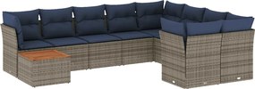 vidaXL 10 részes szürke polyrattan kerti ülőgarnitúra párnával