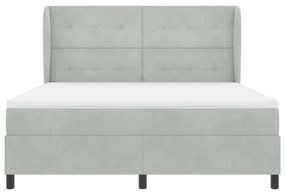 Boxspring ágy matraccal Világosszürke 180x200 cm Bársony
