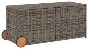 szürke polyrattan kerti tárolóláda kerekekkel 283 L