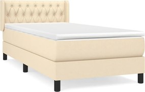 vidaXL krémszínű szövet rugós ágy matraccal 90 x 200 cm