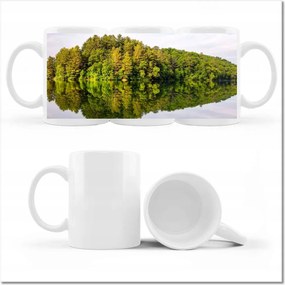 Fényképes bögre Erdő Tó Felhők