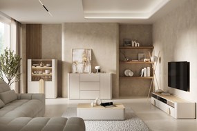 Amilio vitrin 100 cm - kasmír / olajozott tölgy / világos tölgy fogantyú