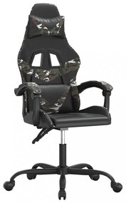 vidaXL fekete és terepszínű műbőr forgó játékszék