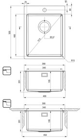 Deante ZPO_010E - Mosogató OLFATO 50,5x39 cm csiszolt acél
