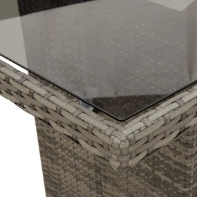 szürke polyrattan üveglapos kerti asztal 190 x 80 x 75 cm
