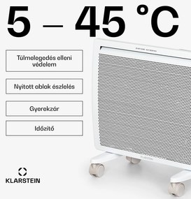 Klarstein Hot Spot Slimcurve Double Wave, konvektor, 2 az 1-ben fűtőtest, 1000 W, heti időzítő, fehér