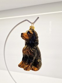 Bomba Karácsonyfadísz Üveg Kutya Cocker Spániel Fekete-Bronz