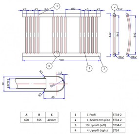 Törölközőszárító radiátor 60 x 90 cm - Nero Italia (szürke)