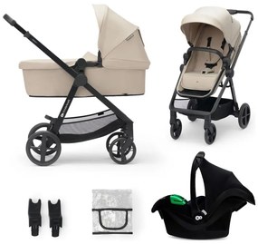 KINDERKRAFT - Kombinált babakocsi 3in1 NEWLY Sand bézs + autósülés MINK PRO
