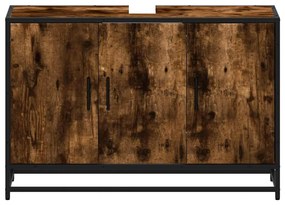 Füstös tölgy szerelt fa fürdőszobai mosdószekrény 90x33x60 cm