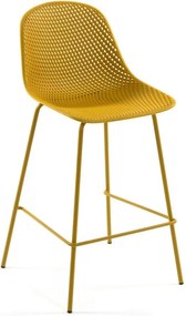 Okkersárga fém-műanyag kerti bárszék Quinby – Kave Home