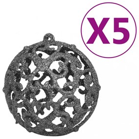 61 részes fehér-szürke karácsonyi gömbszett csúccsal + 150 LED