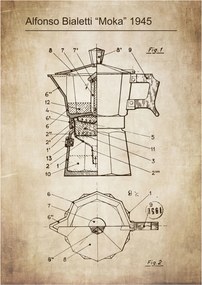 Poszter Kávézó Retro Bialetti Moka Patent Konyha Kávézó A3