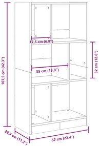 barna tölgy színű szerelt fa könyvszekrény 57x28,5x107,5 cm