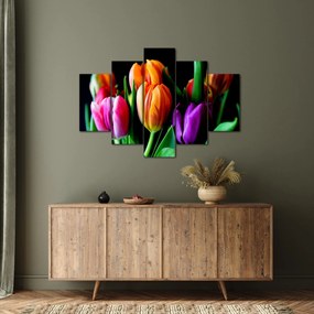 Tulipánok képe fekete alapon (150x105 cm)