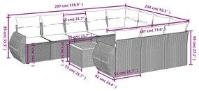 11 részes bézs polyrattan kerti ülőgarnitúra párnákkal