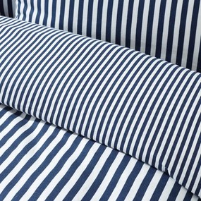 Sötétkék egyszemélyes flanel ágyneműhuzat 135x200 cm Stripe – Catherine Lansfield