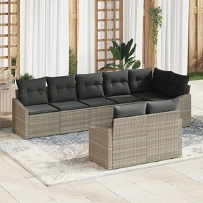 8 részes kerti étkezőszett párnákkal világosszürke polyrattan