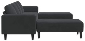 Kanapé Szett 3 pcs Fekete Bársony